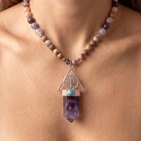 Amethyst Jasper Tree Of Life Bead Necklace