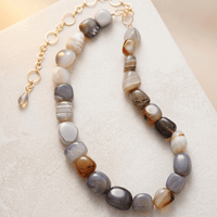 Natural Botswana Agate Chunky Beaded Necklace