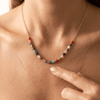 Colorful Gemstone Gold Chain Necklace
