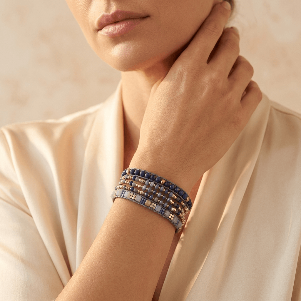 Natural Lapis Lazuli Blue Aventurine Wrap Bracelet