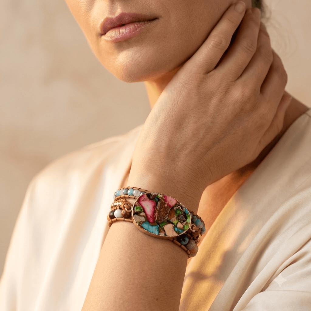 Colorful Jasper Copper Wrap Bracelet