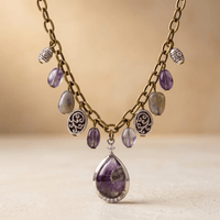 Antique Amethyst Teardrop Silver Chain Necklace