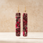 Pink Red Jasper Gold Heart Drop Earrings