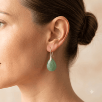 Green Aventurine Silver Drop Earrings