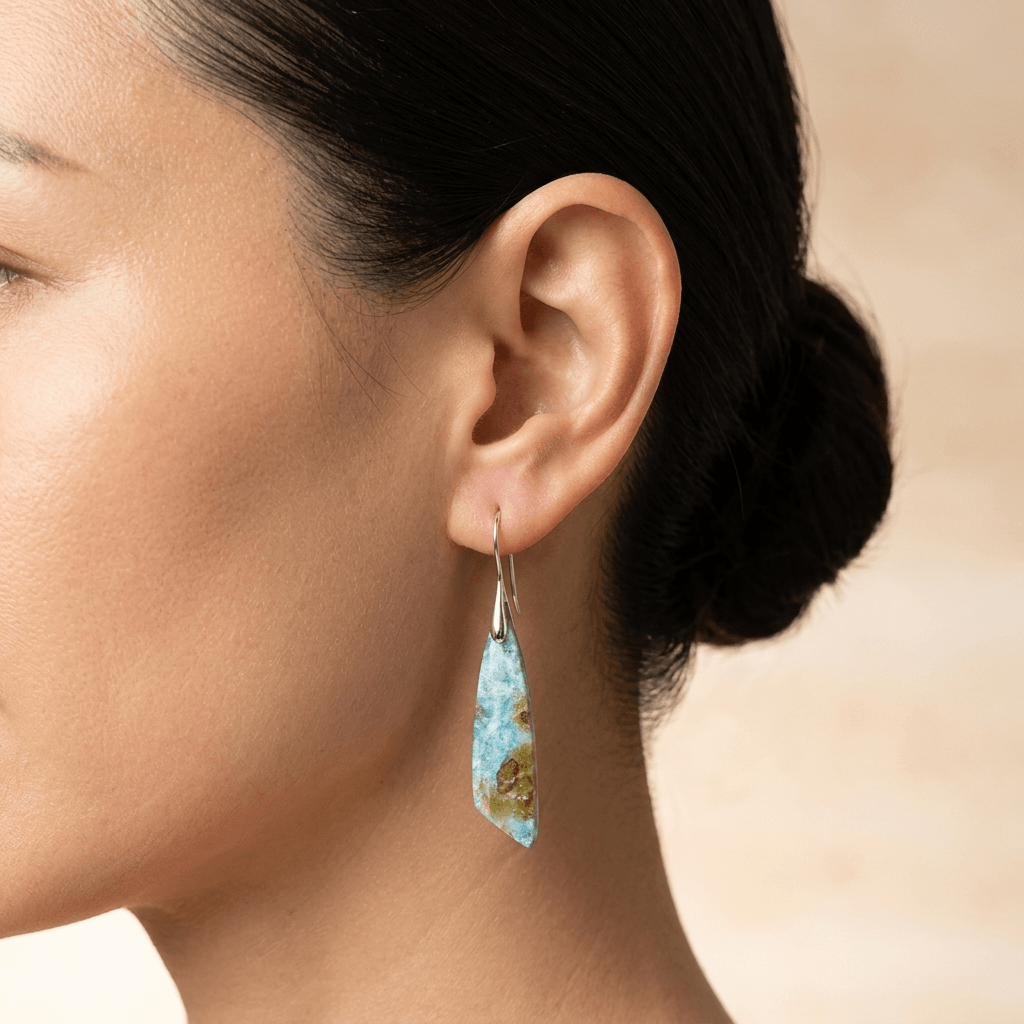 Natural Amazonite Silver Teardrop Earrings
