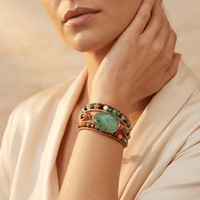 Green Jade Leather Wrap Bracelet