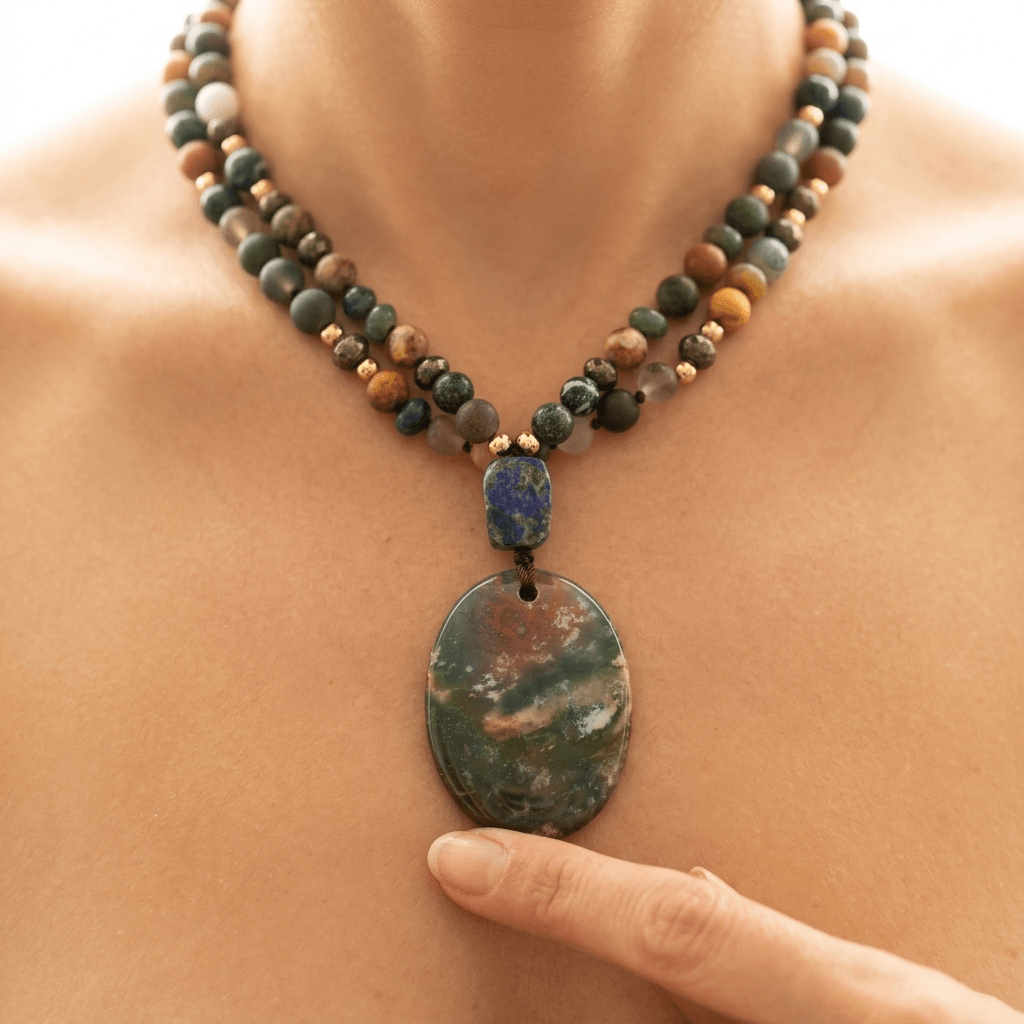 Natural Gemstone Beaded Pendant Necklace
