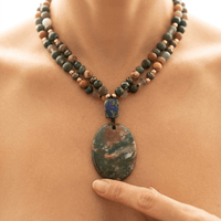 Natural Gemstone Beaded Pendant Necklace