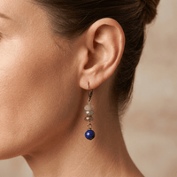 Labradorite Lapis Lazuli Brass Drop Earrings