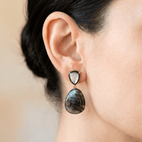 Natural Labradorite Gold Drop Earrings