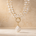 Baroque Freshwater Pearl Gold Pendant Necklace