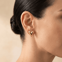 Gold Puffy Heart Stud Earrings