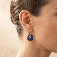 Natural Lapis Lazuli Gold Hoop Earrings