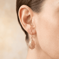Natural Sunstone Gold Teardrop Earrings