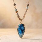 Handmade Labradorite Arrowhead Gold Pendant Necklace