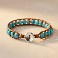 Turquoise Jasper Silver Button Wrap Bracelet