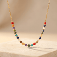 Colorful Gemstone Gold Chain Necklace