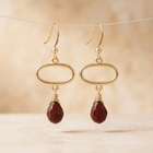 Red Jasper Gold Oval Drop Earrings