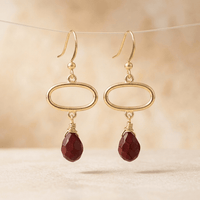 Red Jasper Gold Oval Drop Earrings