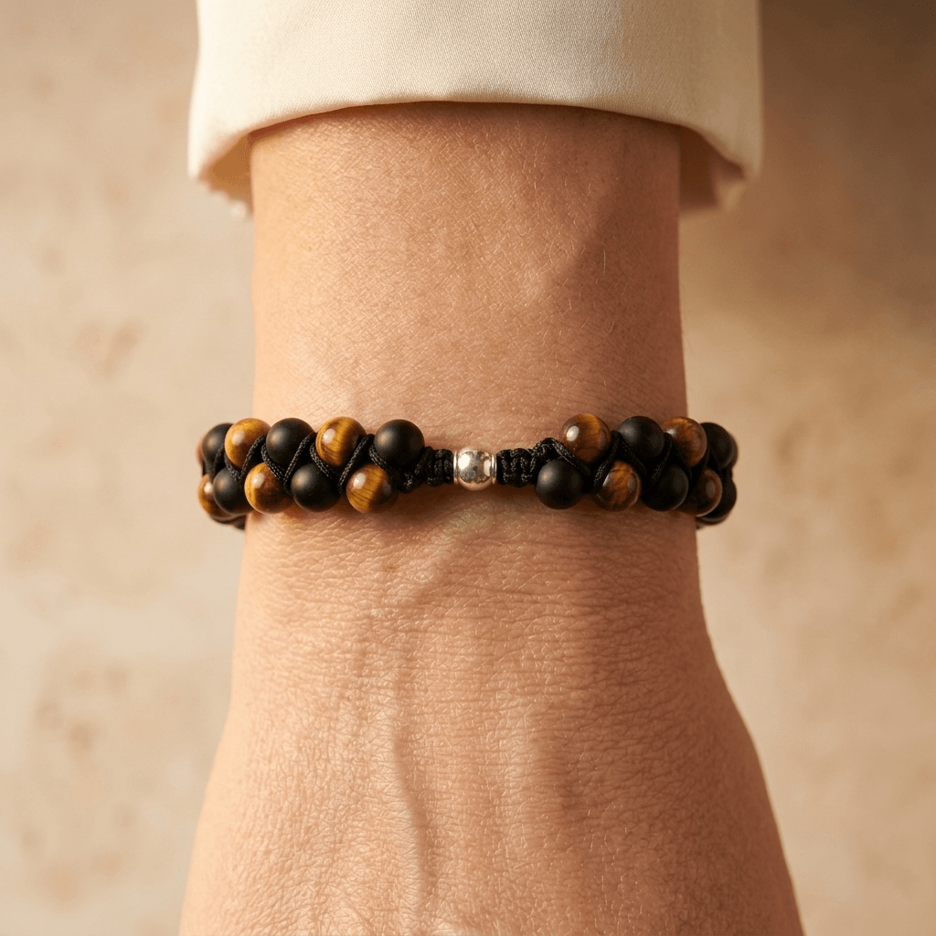 Matte Black Onyx Tiger Eye Braided Bracelet