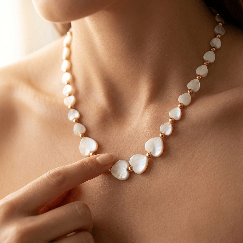 Natural Seashell Gold Bead Necklace