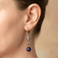 Labradorite Lapis Lazuli Brass Drop Earrings