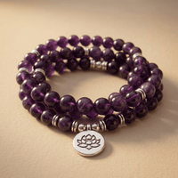 Spiritual Amethyst Stone Mala Beads Bracelet
