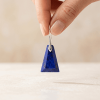 Natural Lapis Lazuli Silver Pyramid Earrings