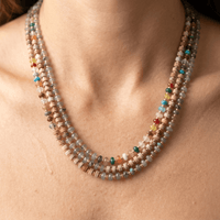 Colorful Gemstone Gold Beaded Layered Necklace
