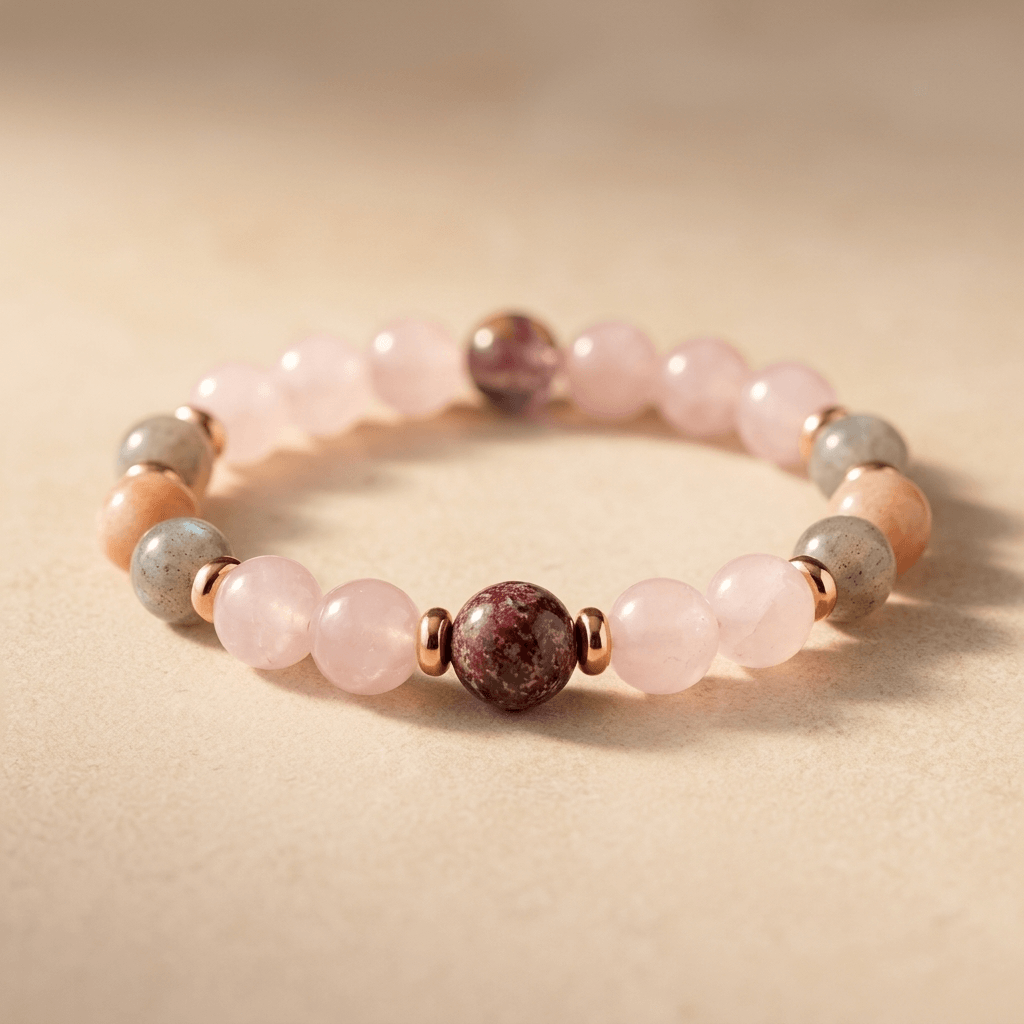Rose Quartz Amethyst Jade Beaded Bracelet
