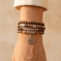 Natural Mookaite Om Charm Beaded Bracelet