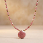 Bohemian Pink Tourmaline Teardrop Pendant Necklace