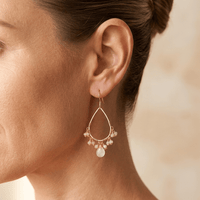 Rose Quartz Gold Teardrop Chandelier Earrings