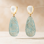 Green Fluorite Pearl Teardrop Drop Earrings