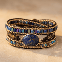 Blue Sodalite Gold Rope Wrap Bracelet