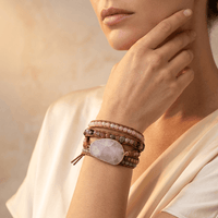 Rose Quartz Gold Beaded Wrap Bracelet