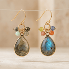 Natural Labradorite Gold Teardrop Earrings
