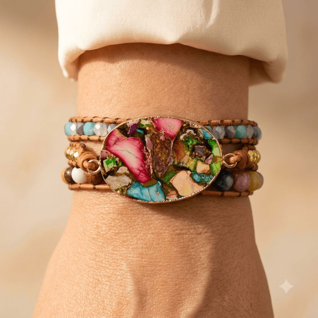 Colorful Jasper Copper Wrap Bracelet