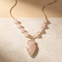 Rose Quartz Gold Arrow Pendant Necklace