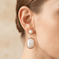 Gold Wire Wrapped Pearl Drop Earrings
