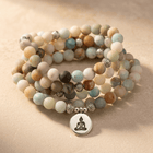 Matte Amazonite Gemstone Beaded Buddha Bracelet
