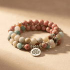 Natural Rhodonite Amazonite Mala Bead Bracelet