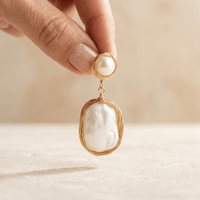 Gold Wire Wrapped Pearl Drop Earrings
