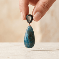 Blue Apatite Shell Pearl Gold Drop Earrings