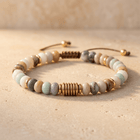 Natural Amazonite Gold Beaded Adjustable Bracelet