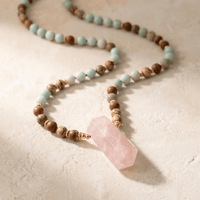 Amazonite Jasper Rose Quartz Point Necklace