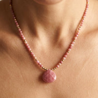 Bohemian Pink Tourmaline Teardrop Pendant Necklace