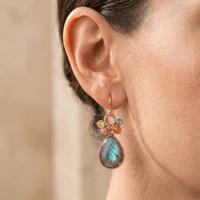 Natural Labradorite Gold Teardrop Earrings