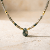 Natural Labradorite African Turquoise Teardrop Necklace