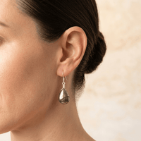Natural Pyrite Teardrop Silver Earrings